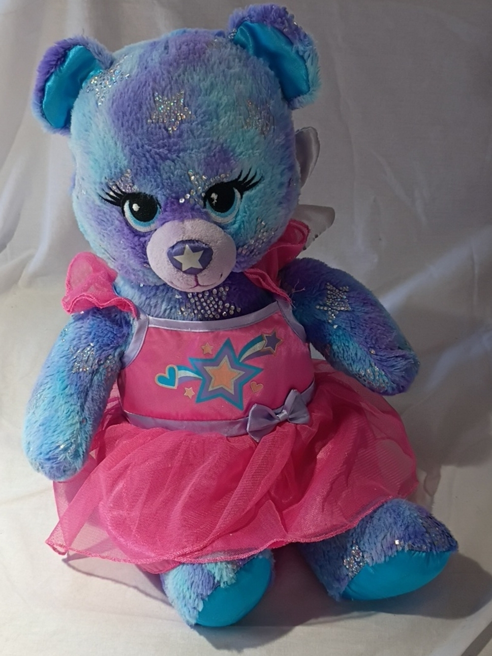 Build A Bear Starbrights Blue Purple Silver Stars Lights Angel Wings 2015 BABW